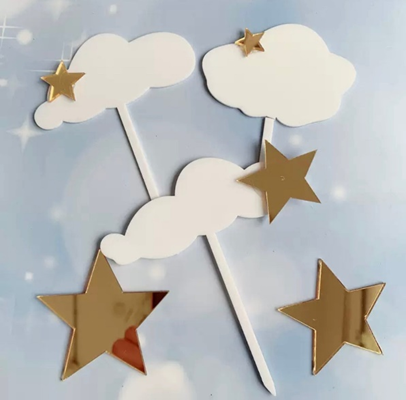 Набор топперов "Звезды и облака" золотые