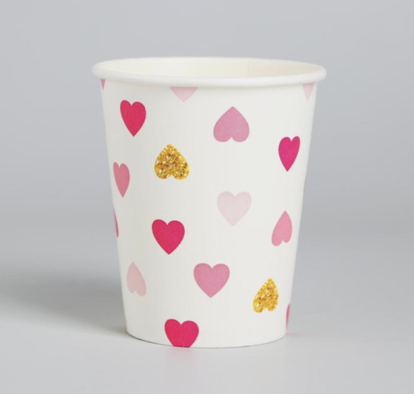Стакан бумажный «Сердца», 250 мл, набор 10 шт