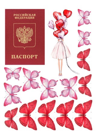 Девушка паспорт №5, картинка на сахарной бумаге