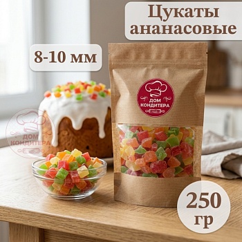 Цукаты ананас, кубик 8-10 мм, 250 гр