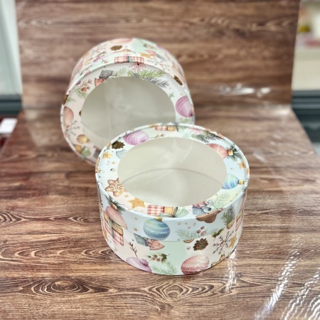 Коробка круглая с окном 20*7 см, игрушки