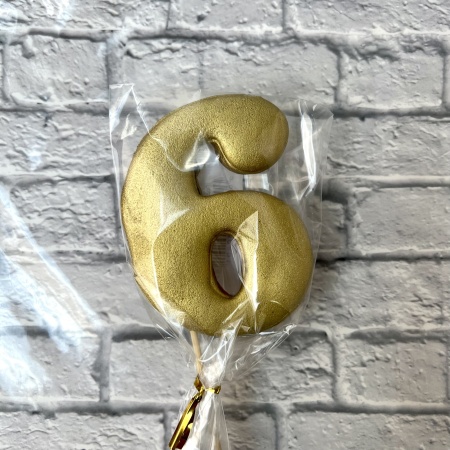 Пряник имбирный "ЦИФРА 6", золото, 8-9 см