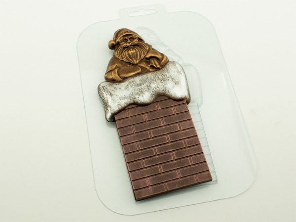 Форма пластиковая для шоколада "Санта на трубе"