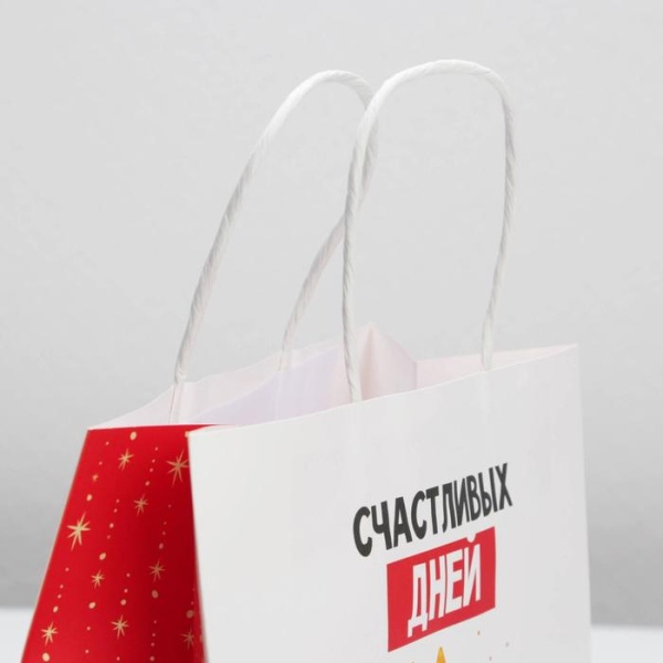 Пакет подарочный крафтовый «Счастливых дней», 22*22*11 см