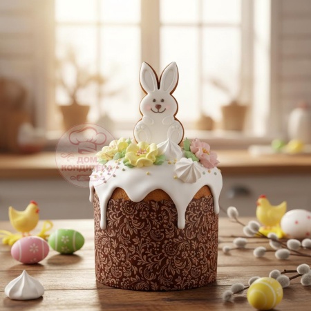 Форма бумажная для кулича на 100 гр Флора, d70*60 мм