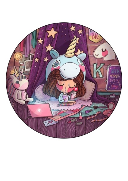 Девушка единорог №2, картинка на сахарной бумаге