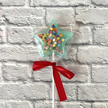 Леденец из изомальта "Погремушка", Звезда, 5 см