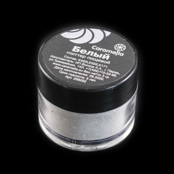 Глиттер  пищевой Белый Caramella, 3 гр