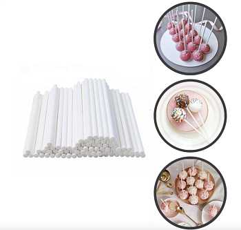 Набор палочек для кейк-попсов, 10 см, бумага, цвет белый, 50 шт