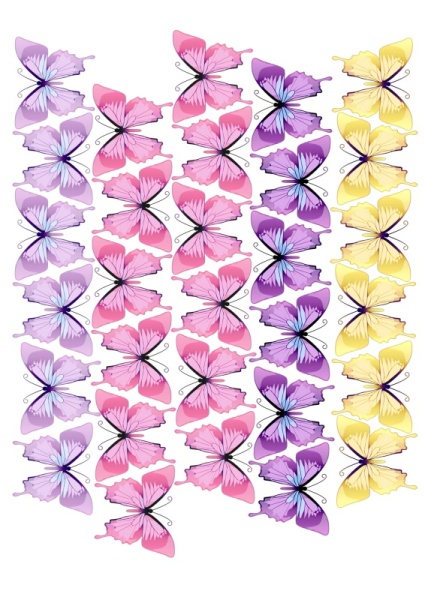 Бабочки разноцветные №11, картинка на сахарной бумаге