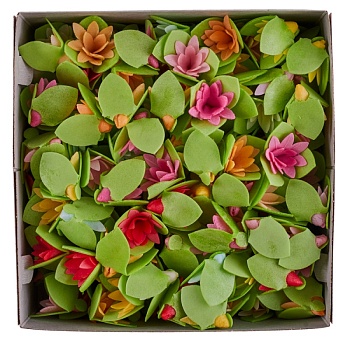 Цветы вафельные микс "Кактусы на трилистнике", 1 шт