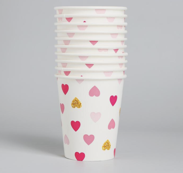 Стакан бумажный «Сердца», 250 мл, набор 10 шт