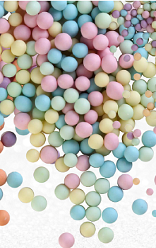 Взорванные зёрна риса №100М "Матовый голубой, желтый, розовый, изумруд", 50 гр