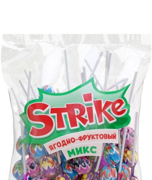Карамель на палочке «Strike» ягодно-фруктовый микс, 11,3 гр