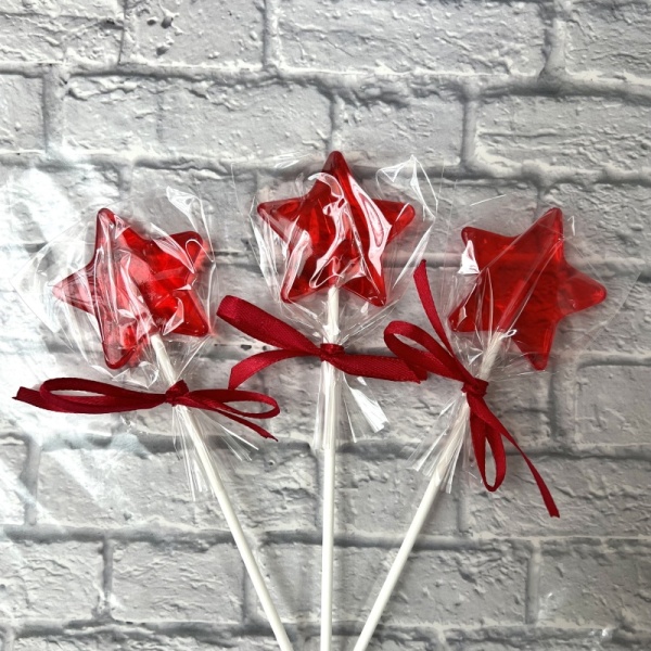 Леденец из изомальта "Звезда", красный прозрачный, 5 см