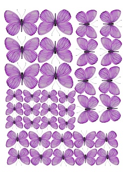 Бабочки фиолетовые №1, картинка на сахарной бумаге