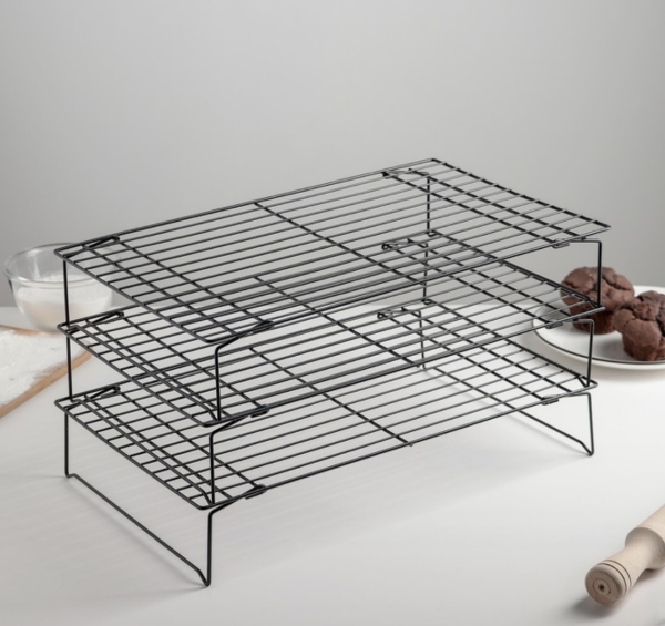 Решётка для остывания выпечки 3-х ярусная, 40,5×25 см, цвет чёрный