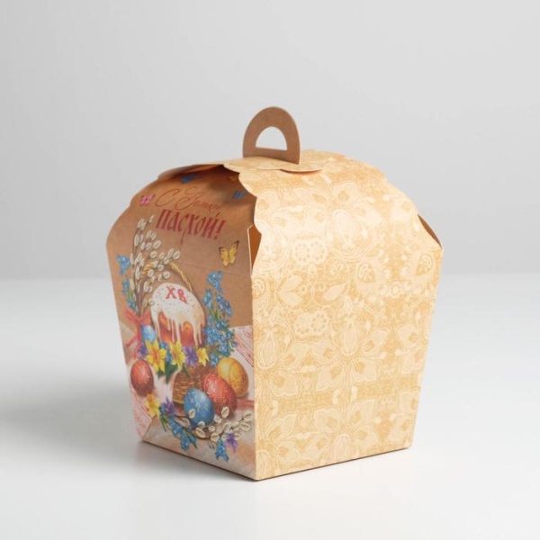 Коробка для кулича с окном «С Великой Пасхой», 17 х 17 х 26 см