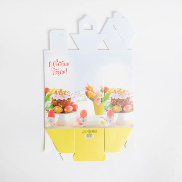 Коробка для кулича с окном «Со Светлой Пасхой», 16,5 × 14,5 × 21 см