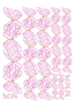 Бабочки розовые №4, картинка на сахарной бумаге
