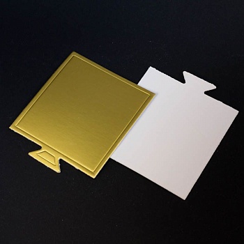 Подложка с держателем (сольерка) КВАДРАТ 84*90 мм, золото/белый, 1 шт