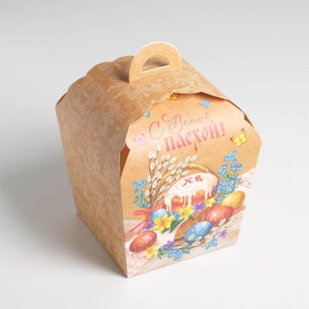 Коробка для кулича с окном «С Великой Пасхой», 17 х 17 х 26 см