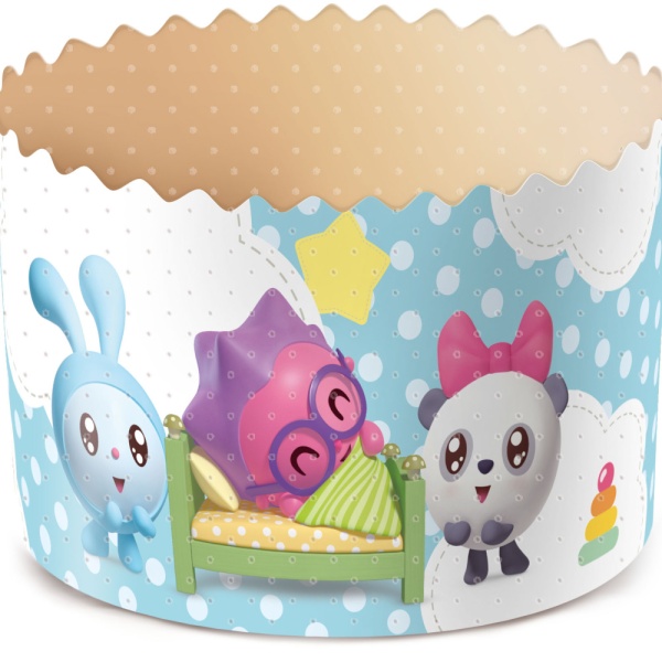 Форма бумажная для кулича на 60 гр рис."Малышарики" d60xh45мм