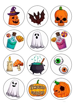 Хэллоуин капкейки №2, картинка на сахарной бумаге