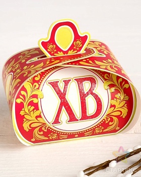 Пасхальная коробочка "ХВ" глиттер, роспись, 90*70*60 мм
