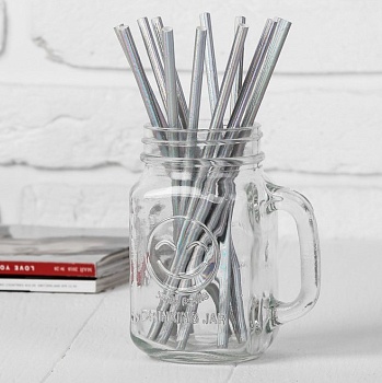 Трубочки для коктейля , набор 12 шт., цвет перламутровый