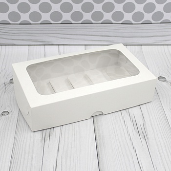 Коробка для эклеров с окном, размер 240*140*50, цвет белый