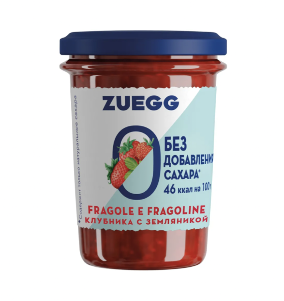 Конфитюр ZUEGG клубника с земляникой БЕЗ САХАРА, Германия, 220 гр