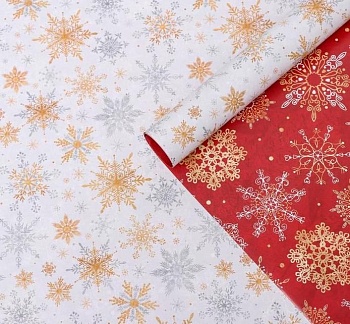 Бумага упаковочная глянцевая двусторонняя «Волшебные снежинки», 70 × 100 см