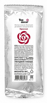 Мастика сахарная ванильная Топдекор, Красная, 100 гр