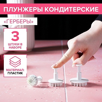 Набор плунжеров кондитерских Доляна «Герберы», 3 шт, размеры цветков: 5,5 см, 4 см, 2,5 см