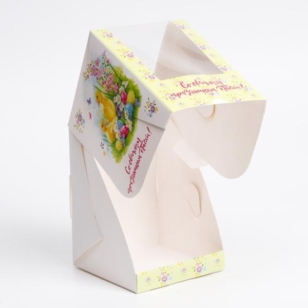 Коробка для кулича и шоколадной фигурки "Цыплята", 12,5 х 9,5 х 9,5 см