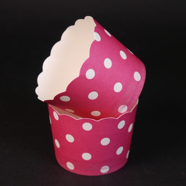 Бумажный стаканчик для кекса d50*45 мм, красный в горох, 1 шт