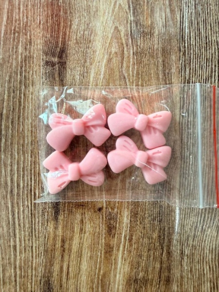 Фигурка из шоколадной глазури "Бантики №4" розовые, 2,5 см, 4 шт