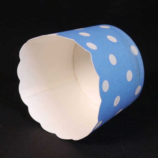 Бумажный стаканчик для кекса d50*45 мм, голубой в горох, 1 шт