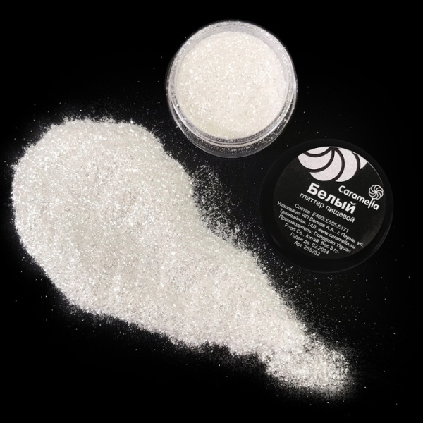Глиттер  пищевой Белый Caramella, 3 гр