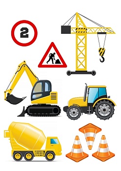 Строительная техника №4, картинка на сахарной бумаге