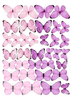 Бабочки фиолетовые №3, картинка на сахарной бумаге