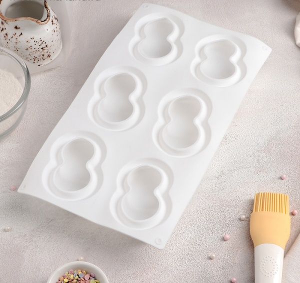 Форма для муссовых десертов и выпечки Доляна «Вишенки», 29,8×17,2×4,2 см, 6 ячеек, 8×5 см