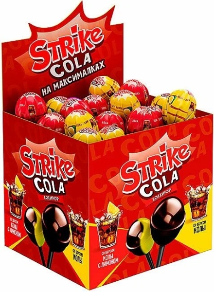 Карамель на палочке «Strike» Cola+ лимон, 11,3 гр