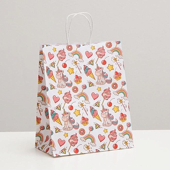 Пакет подарочный крафтовый «Радость», 22 х 12 х 27 см