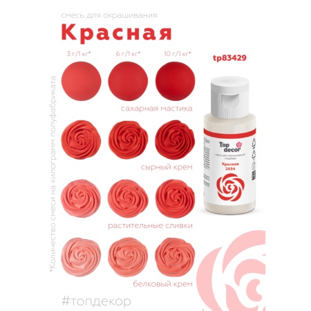 Краситель водорастворимый Топдекор, Красный, 30 мл