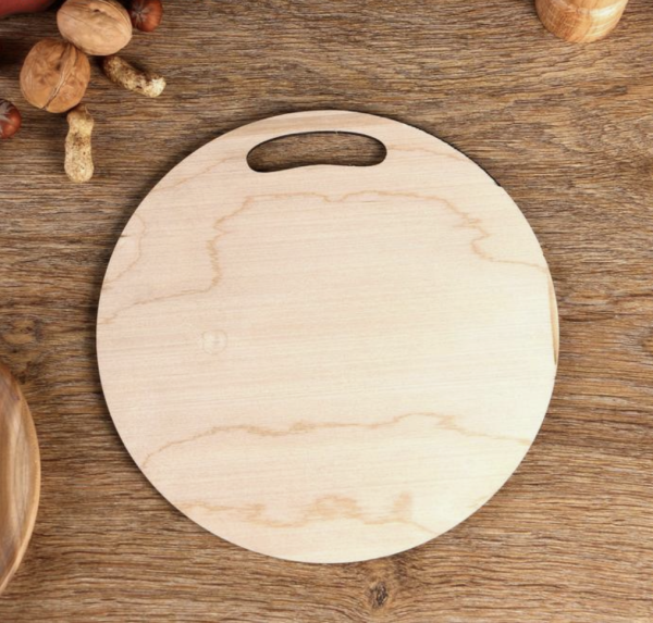 Доска разделочная и сервировочная круглая кухонная "Апельсин в разрезе", 26,5 см, дерево