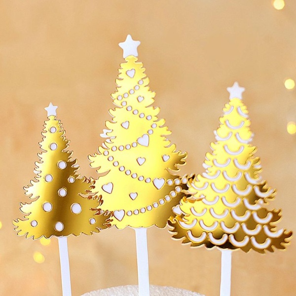 Набор акриловых топперов  «Елочки» золотые, 3 шт