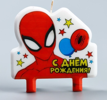 Свеча в торт "С Днем Рождения!", Человек-паук, 8×8 см