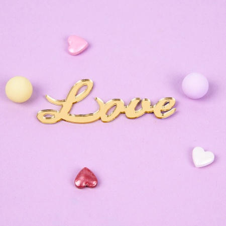 Акриловый топпер "Love" №3,  5 см, золото
